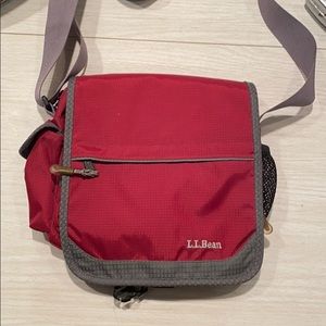 L.L. Bean Red & Gray Nylon Crossbody